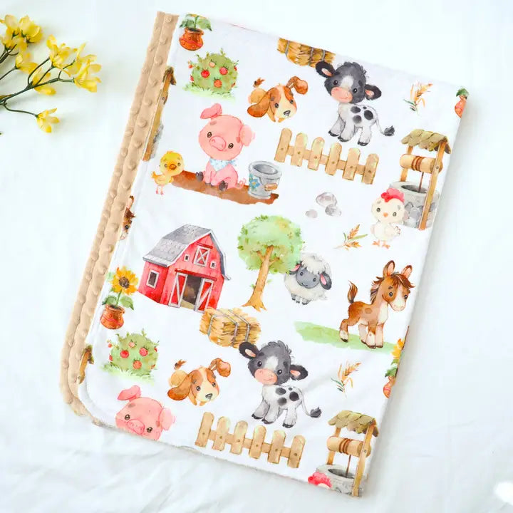 Honey Lemonade Baby & Toddler Minky Blanket (Farm Animals)