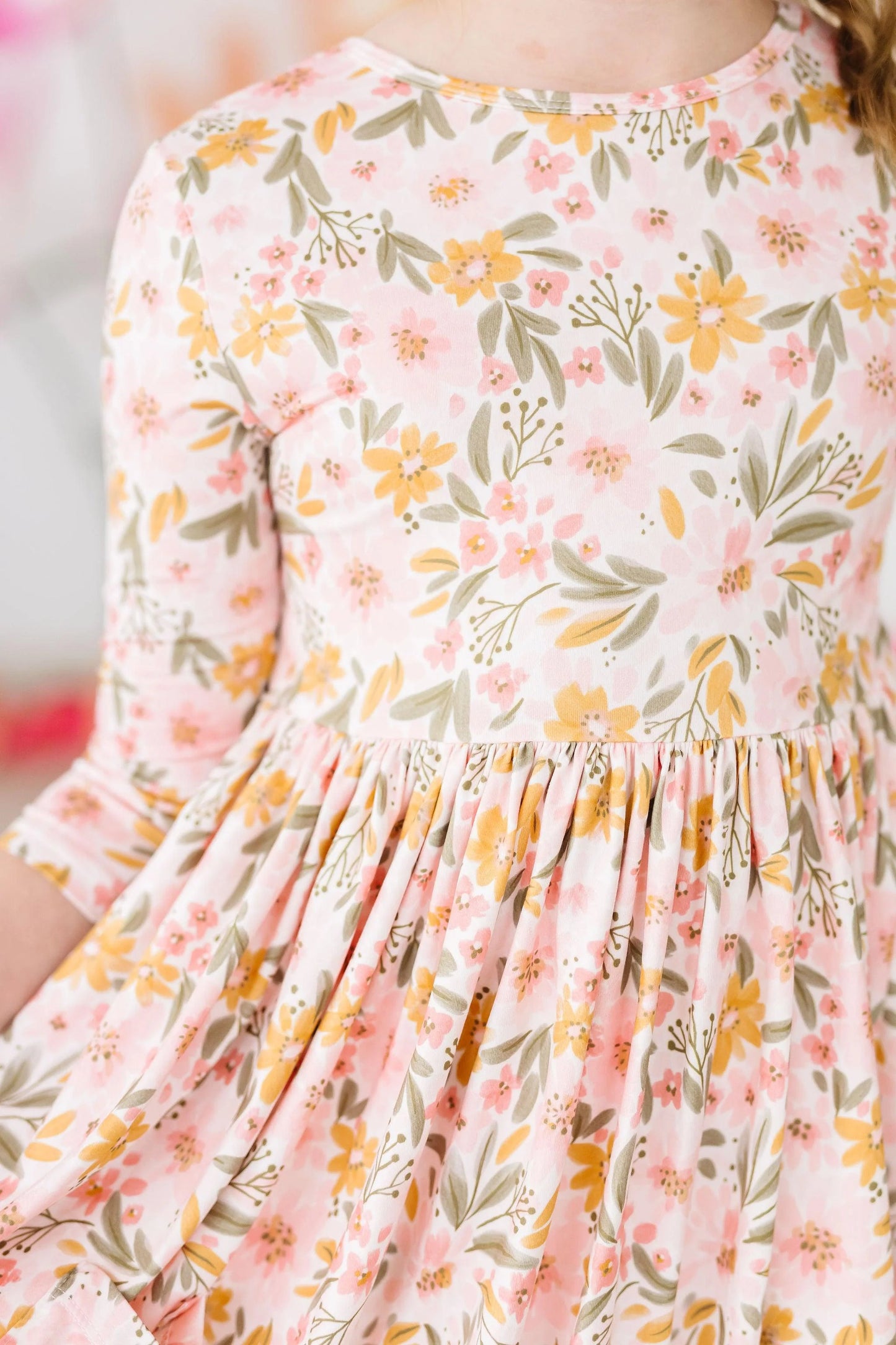 Pretty Peachy 3/4 Sleeve Pocket Twirl Dress (4T)