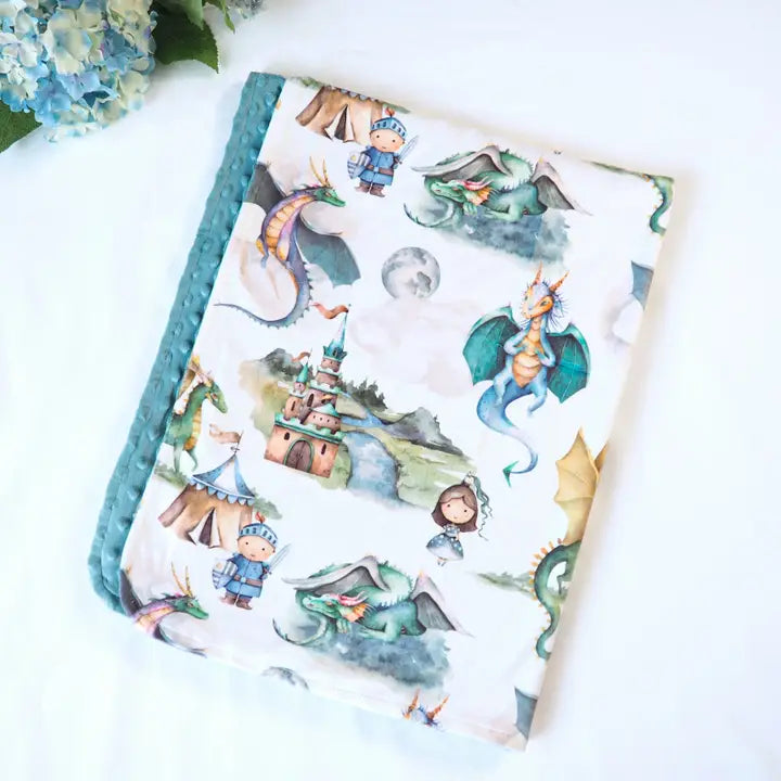Honey Lemonade Baby & Toddler Minky Blanket (Dragons & Knights)