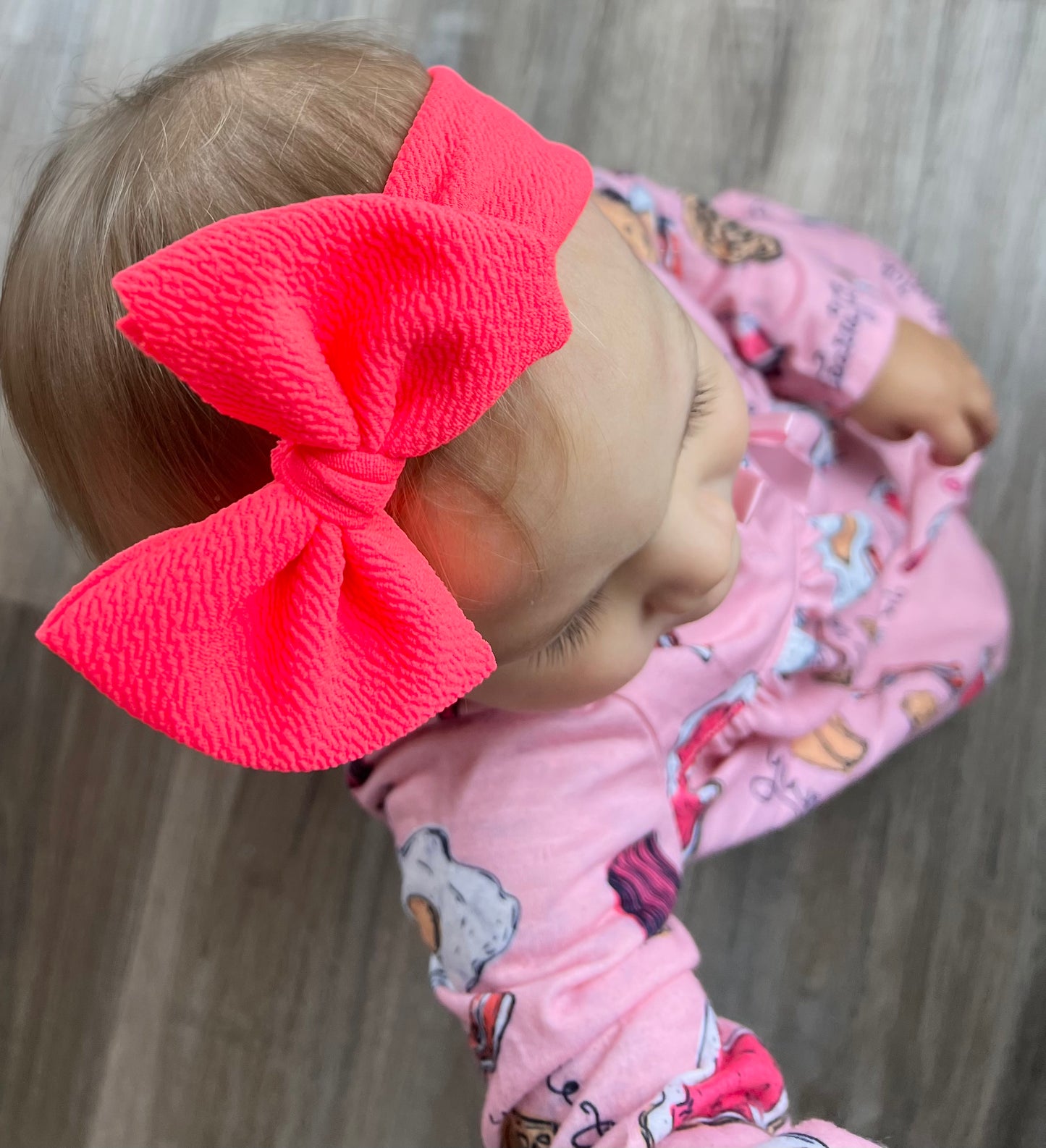 Solid Baby Headwrap Bow ( Neon Corral)