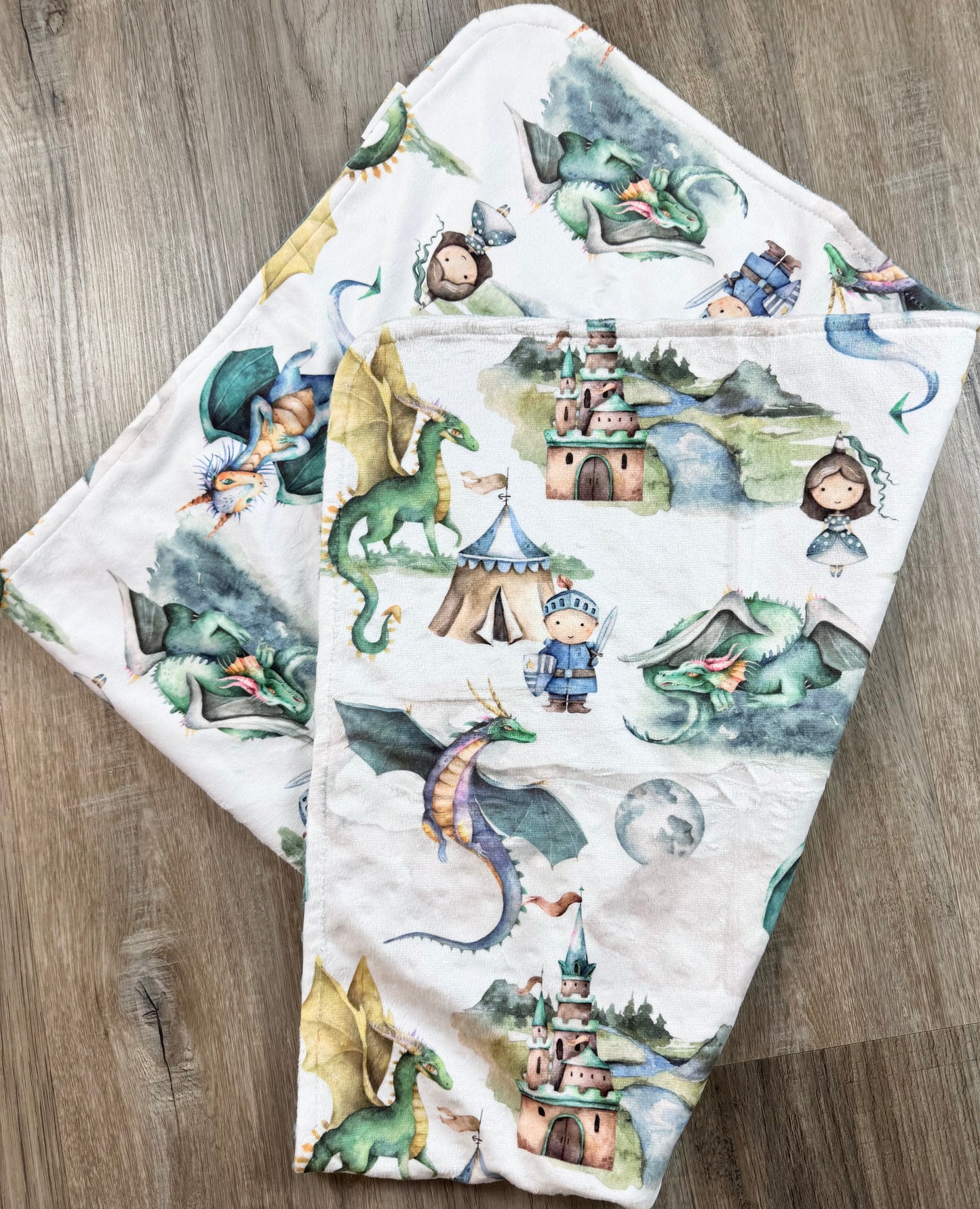 Honey Lemonade Baby & Toddler Minky Blanket (Dragons & Knights)