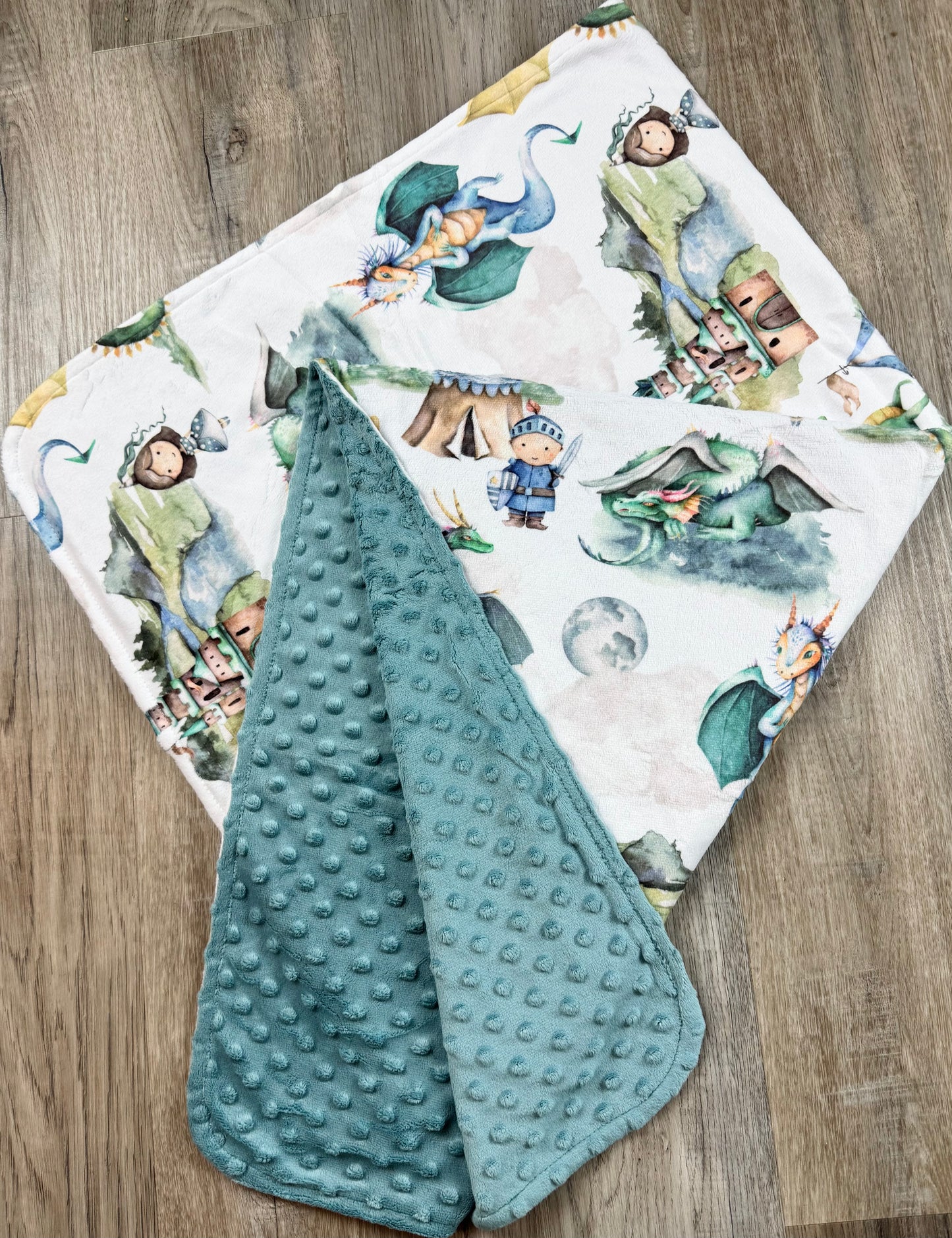 Honey Lemonade Baby & Toddler Minky Blanket (Dragons & Knights)