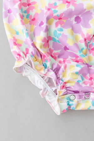 Summer Watercolor Ruffle Cross Back Romper (12-18 Months)