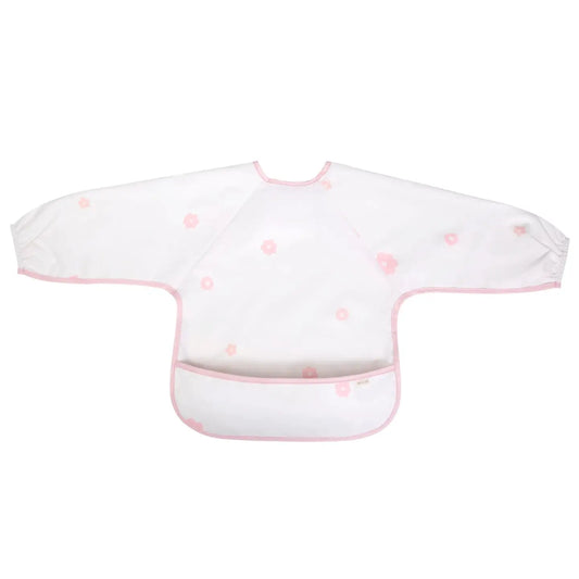 Smock Bib For Baby & Toddler Long Sleeve (Pink Flowers)