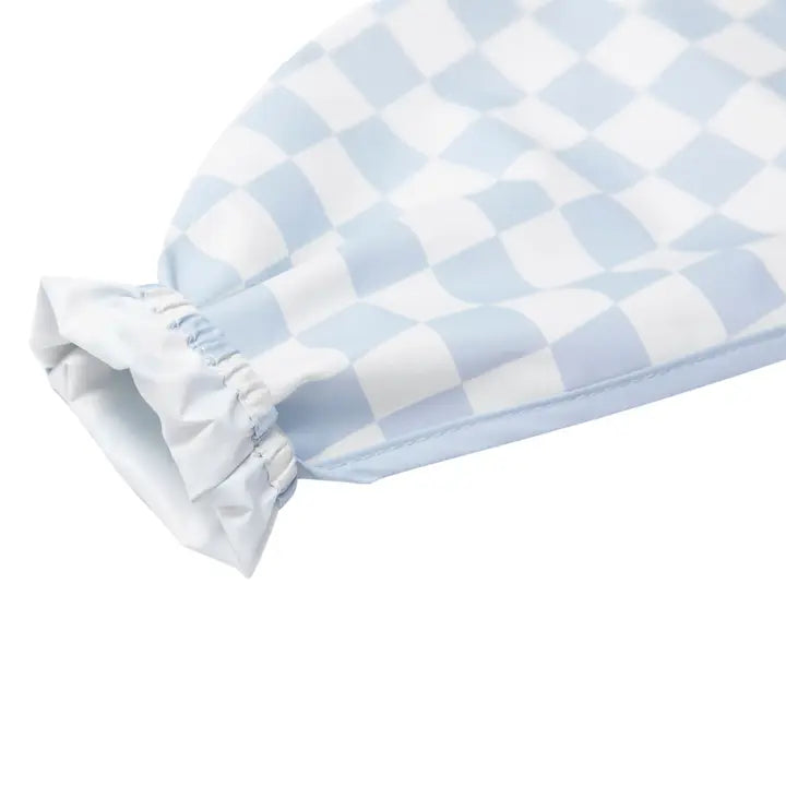 Smock Bib For Baby & Toddler Long Sleeve (Blue Checkers)