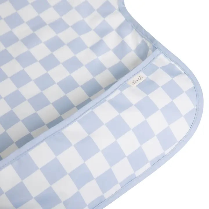 Smock Bib For Baby & Toddler Long Sleeve (Blue Checkers)