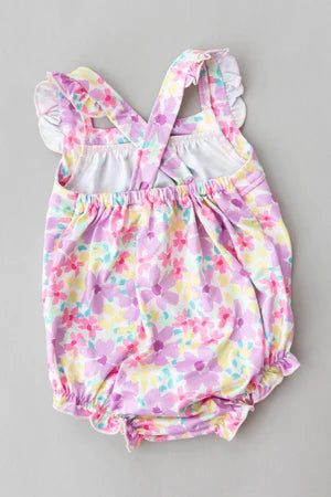 Summer Watercolor Ruffle Cross Back Romper (12-18 Months)