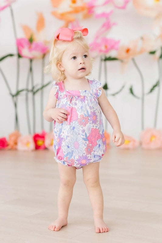 Sweet Springtime Ruffle Cross Back Romper (6-12 Months)