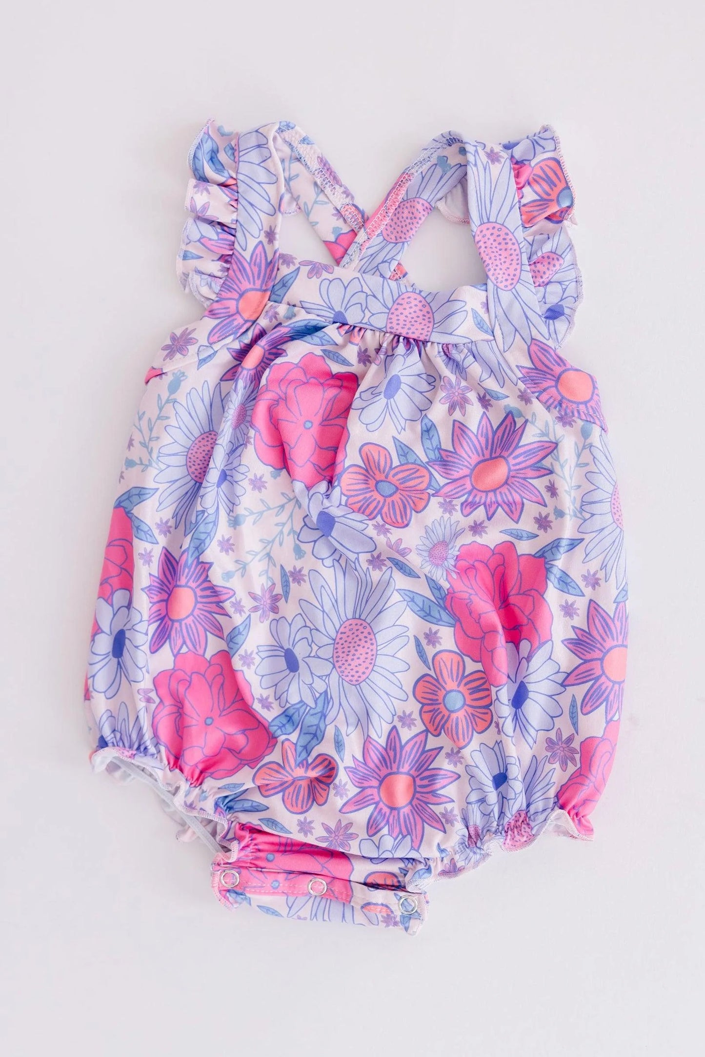 Sweet Springtime Ruffle Cross Back Romper (6-12 Months)